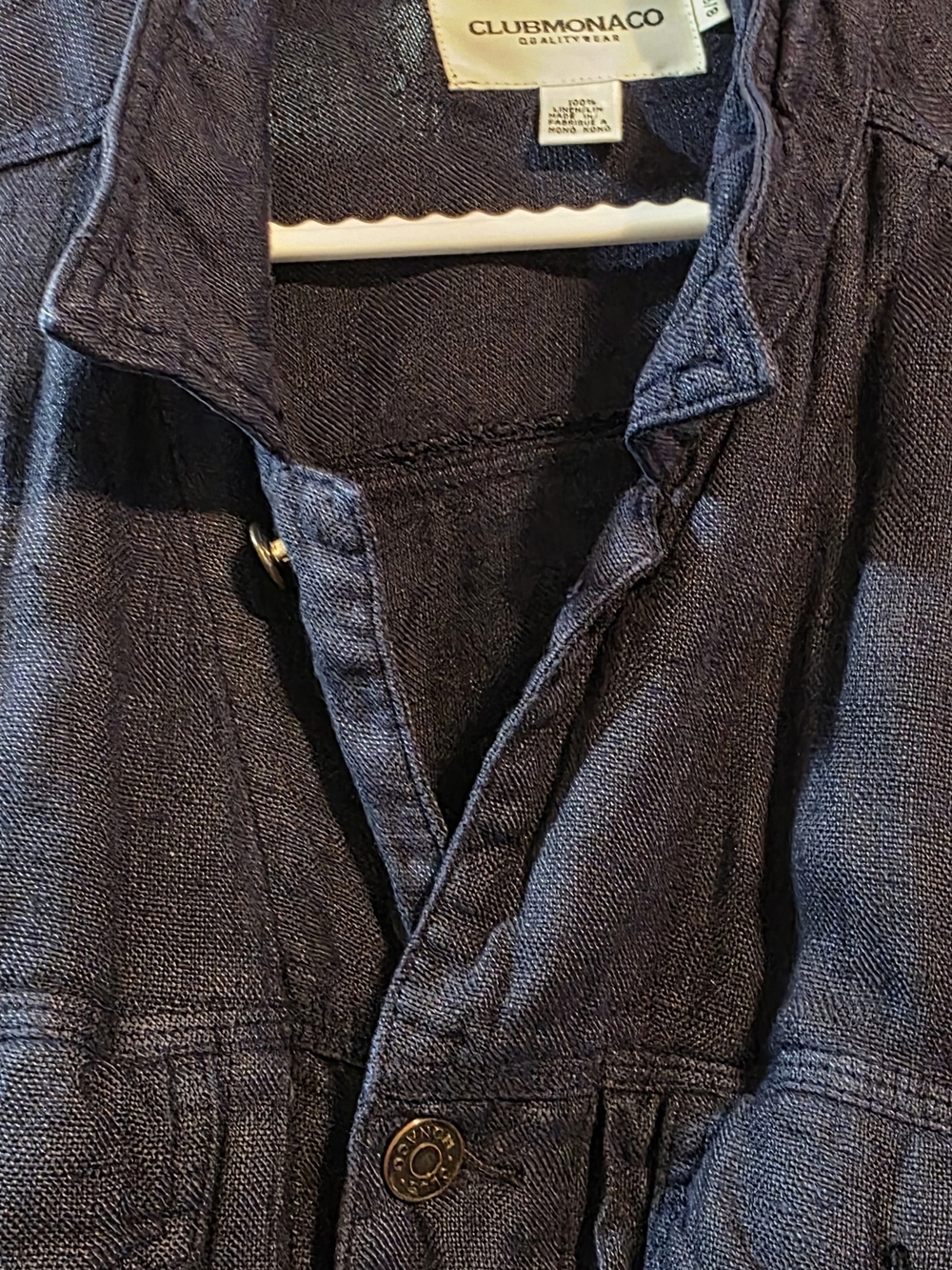 4/$67 Deal! Club Monaco Vintage Navy Blue Button-Front Bomber Jacket - Picture 4 of 12